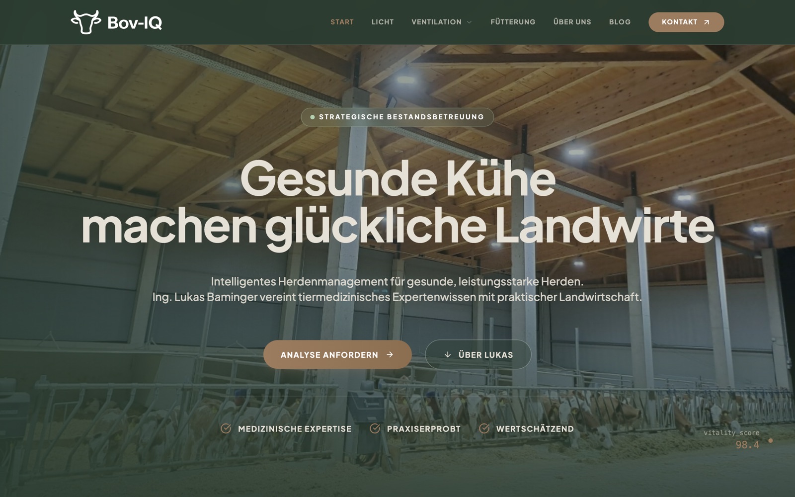 Startseite von bov-iq.com – Beratung für moderne Milchviehbetriebe