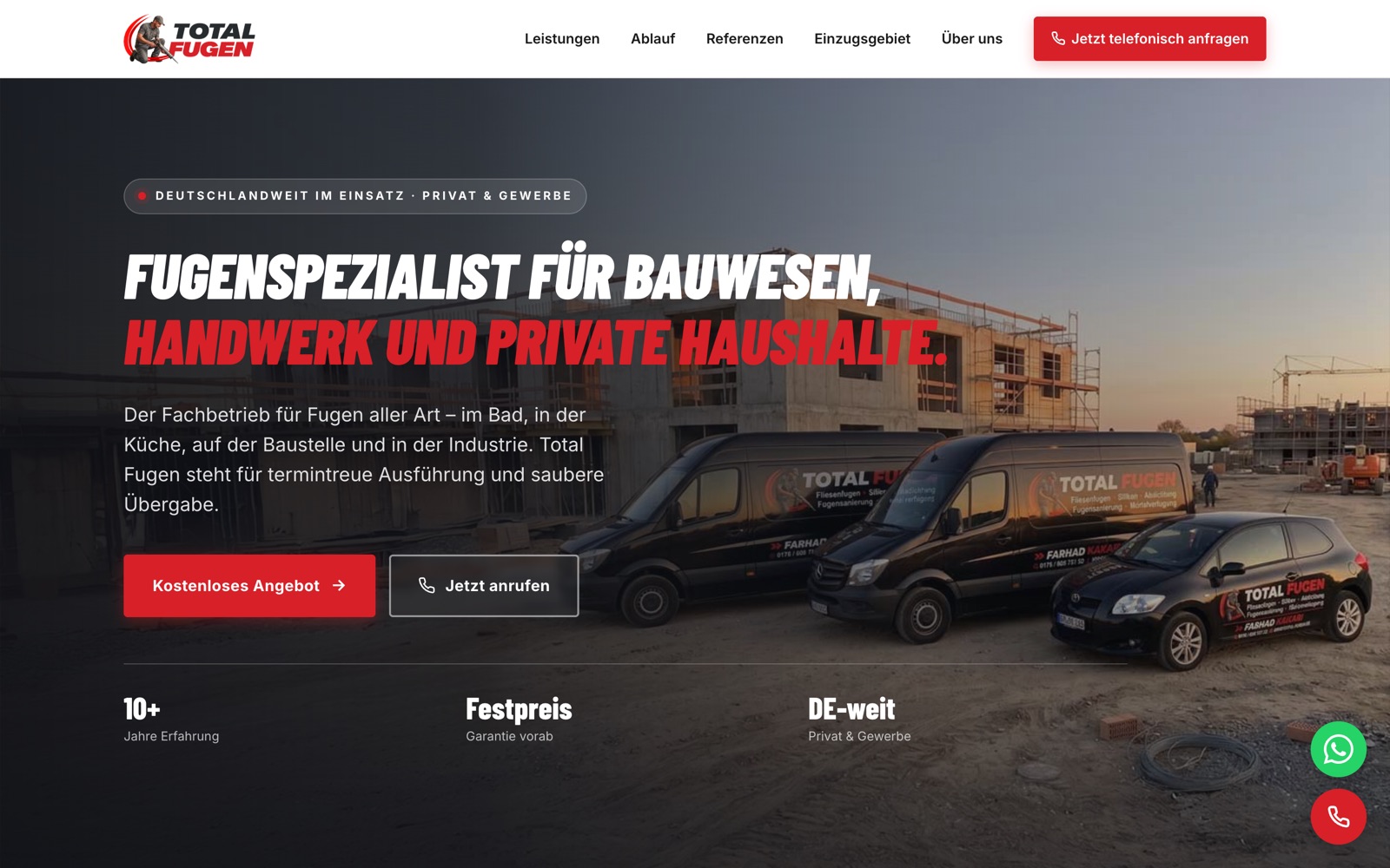 Startseite von total-fugen.de – Fugen-Fachbetrieb, deutschlandweit